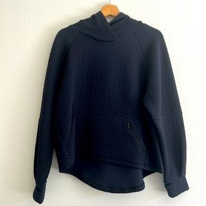 Zella Black Hoodie Pullover Quilted Pockets High Low Thumb Holes